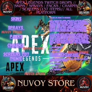 Apex Legends Twitch Drops // SKINS / SPRAYS / PACKS / CHARMS / SCREENS (137 items)// all platform