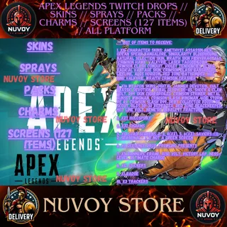 Apex Legends Twitch Drops // SKINS // SPRAYS // PACKS // CHARMS // SCREENS (127 items) // all platform