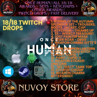Once Human//ALL 18/18 AWARDS// SETS + KEYCHAINS + OTHER AWARDS// Twitch Drops// fast delivery