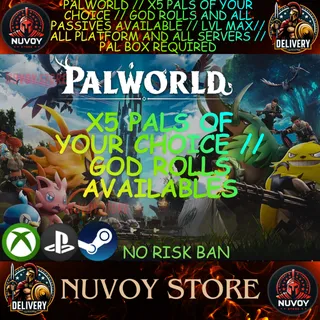 PALWORLD // X5 PALS OF YOUR CHOICE // GOD ROLLS // LVL MAX// ALL PLATFORM AND ALL SERVERS // PAL BOX REQUIRED