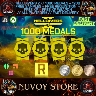 HELLDIVERS 2 // 1000 Medals + 1200 FREE = Samples + Requisitions + XP // Fast Delivery //All Platform//No Risk Ban