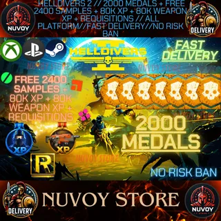HELLDIVERS 2 // 2000 Medals + Free 2400 Samples + 80k XP + 80k Weapon XP + Requisitions // ALL PLATFORM
