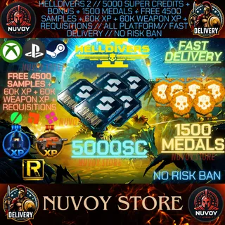 HELLDIVERS 2 // 5000 SC + BONUS + 1500 MEDALS + FREE 4500 SAMPLES + 60K XP AND XP WEAPON // ALL PLATFORM // FAST DELIVERY