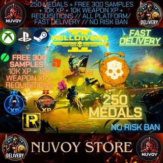 HELLDIVERS 2 // 250 Medals + Free 300 Samples + 10k XP + 10k Weapon XP + Requisitions // ALL PLATFORM/ FAST DELIVERY //