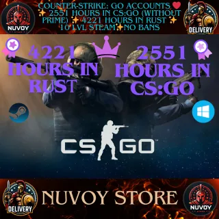 Counter-Strike: GO Accounts ❤️ ✨ 2551 hours in CS:GO (without prime) ✨ 4221 hours in RUST ✨ 10 lvl steam✨no bans