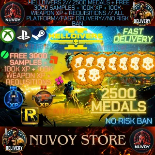 HELLDIVERS 2// 2500 Medals + Free 3000 Samples + 100k XP + 100k Weapon XP + Requisitions // ALL PLATFORM