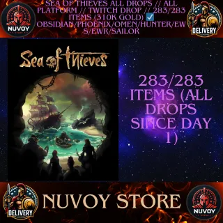 SEA OF THIEVES ALL twitch DROPS // 285/285 ITEMS (310K Gold) + 2 exclusive items☑️ Obsidian/Phoenix/Omen/Hunter/EWS/EWR