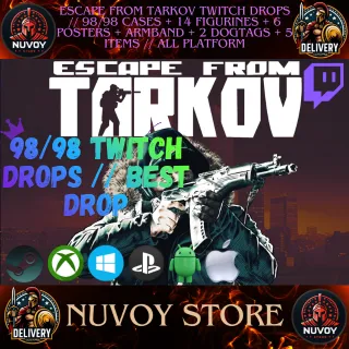 Escape From Tarkov Twitch Drops // 98/98 CASES + 14 FIGURINES + 6 POSTERS + ARMBAND + 2 DOGTAGS + 5 ITEMS // All Platform