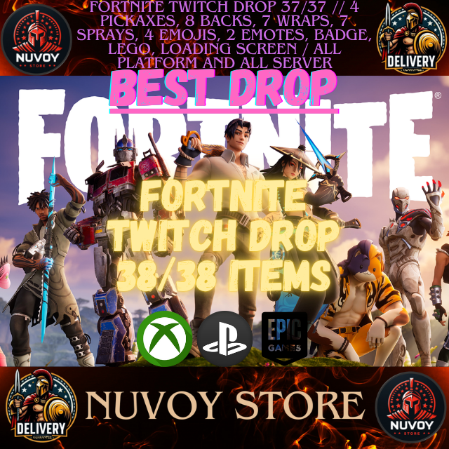 FORTNITE TWITCH DROP 38/38 // 4 Pickaxes, 8 Backs, 7 Wraps, 7 Sprays, 4 ...
