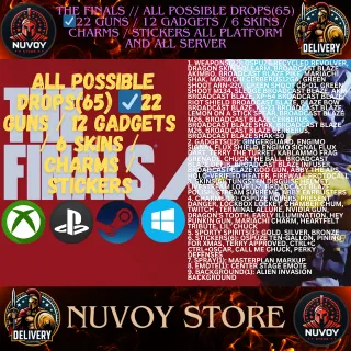 The finals // ALL POSSIBLE DROPS(65) ☑️22 GUNS / 12 GADGETS / 6 SKINS / CHARMS / STICKERS All Platform and all server