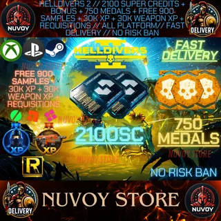 HELLDIVERS 2 // 2100 Super Credits + Bonus + 750 Medals + Free 900 Samples + 30k xp + 30k weapon XP + Requis // ALL PLATFORM