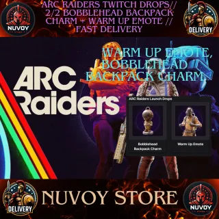 ARC Raiders Twitch Drops// 2/2 BOBBLEHEAD BACKPACK CHARM + WARM UP EMOTE // Fast delivery
