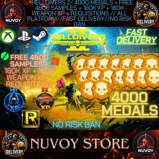 HELLDIVERS 2/ 4000 Medals + Free 4800 Samples + 160k XP + 160k Weapon XP + Requisitions // ALL PLATFORM