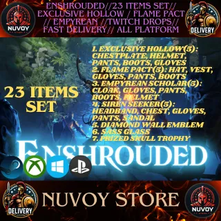 Enshrouded//23 ITEMS SET// Exclusive Hollow / Flame Pact // Empyrean //TWITCH DROPS// Fast Delivery// all platform