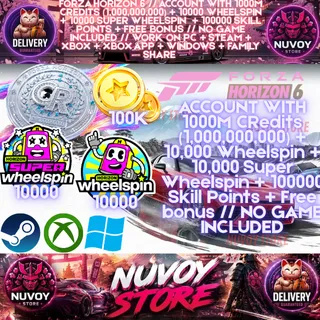 FFORZA HORIZON 6 // ACCOUNT WITH 1000M CRedits (1,000,000,000) + 10000 Wheelspin + 10000 Super Wheelspin + 100000 Skill Points