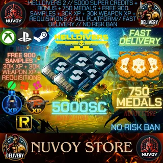 HELLDIVERS 2 // 5000 Super Credits + Bonus + 750 Medals + Free 900 Samples + 30k xp + 30k weapon XP + Requis // ALL PLATFORM X2