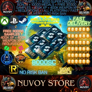 HELLDIVERS 2 // 8000 Super Credits + Bonus + 10000 Medals + Free 30000 Samples + 400k xp + 400k weapon XP // ALL PLATFORM