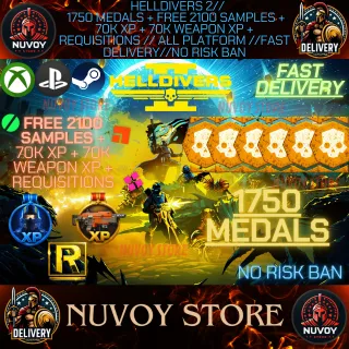 HELLDIVERS 2//1750 Medals + Free 2100 Samples + 70k XP + 70k Weapon XP + Requisitions // ALL PLATFORM