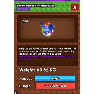 NIGHTMARE RAINBOW HATCHED DILOPHOSAURUS || 60-61 KG AGE 100 || HATCH RAINBOW DILOPHOSAURUS 