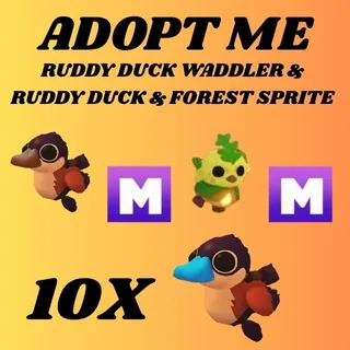 RUDDY DUCK WADDLER 10X AND RUDDY DUCK 1X MEGA AND FOREST SPRITE 1X MEGA  - ADOPT ME