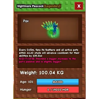 GROW A GARDEN TITAN 15s PEACOCK