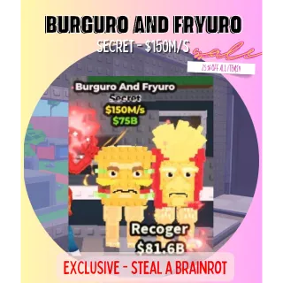 Burguro and Fryuro 150M - Roblox *Unmissable Offer!* Steal a Brainrot / Secret Brainrots / Limited Edition Rare Item - SAB