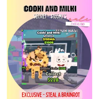 Cooki and Milki - 155M/S - Roblox *Unmissable Offer!* Steal a Brainrot / Secret Brainrots / Limited Edition Rare Item - SAB