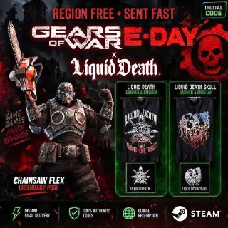 Gears of War E-Day x Liquid Death STEAM Chainsaw Flex Legendary Pose DLC Steam Instant