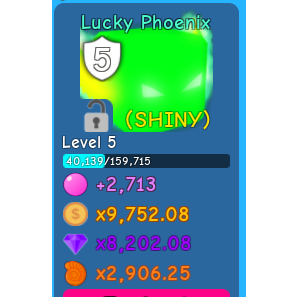 Pet Shiny Lucky Phoenix Bgs In Game Items Gameflip - details about shiny lucky phoenix legendary bubble gum simulator roblox bgs