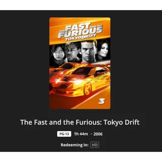 The Fast and the Furious Tokyo Drift HD Movies Anywhere