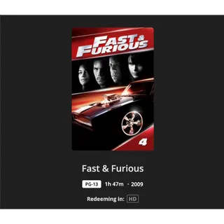 Fast & Furious 4 HD Movies Anywhere