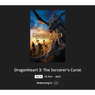 Dragonheart 3 The Sorcerer's Curse HD Movies Anywhere