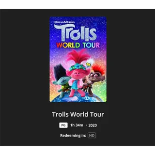 Trolls World Tour HD Movies Anywhere