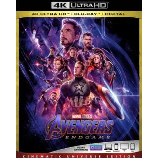 Avengers Endgame 4k UHD Digital code for Movies Anywhere