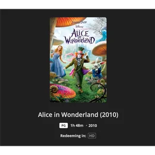 Alice in Wonderland HD Movies Anywhere