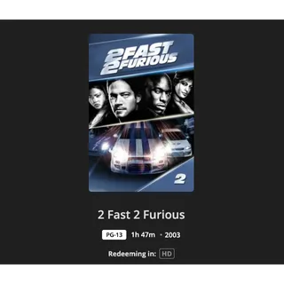 2 Fast 2 Furious HD Movies Anywhere