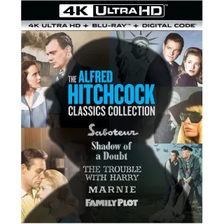 Alfred Hitchcock Classics Collection 4K UHD Movies Anywhere 5 Film Set Saboteur Marnie +++