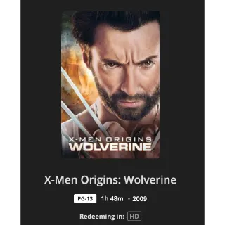 X-Men Origins: Wolverine HD Movies Anywhere MA