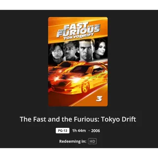 The Fast and the Furious Tokyo Drift HD Movies Anywhere