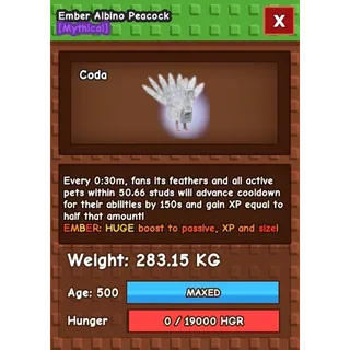 Ember albino peacock