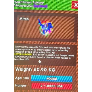 60kg rainbow hatched dilophosaurus