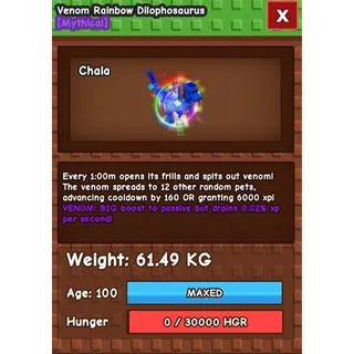 Rainbow hatched dilophosaurus 61kg