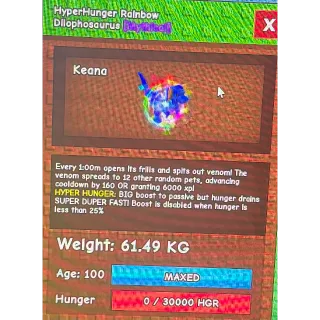 61kg rainbow hatched dilophosaurus