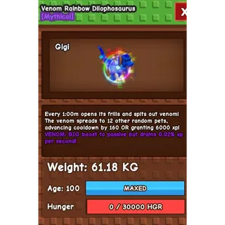 Rainbow hatched dilophosaurus 61kg