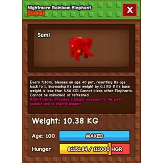 RAINBOW HATCHED ELEPHANT 10KG (INSTANT DELIVERY)