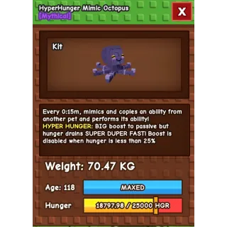 70kg 15 second hyper hunger mimic