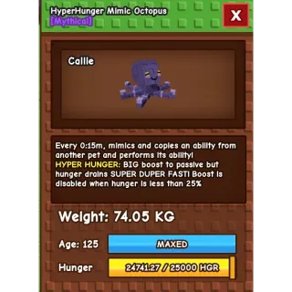 74kg mimic octopus 15 second hyper hunger
