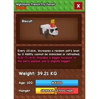 3x 39kg French fry ferrets nightmare/rainbow