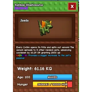 3x 60-61kg rainbow dilophosaurus