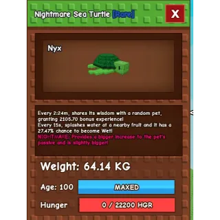  Grow a Garden > Sea Turtle Nightmare 64kg